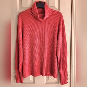 Ribbed Long Sleeve Turtleneck Rust